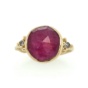 14k Magenta Sapphire Ring w/ Diamonds