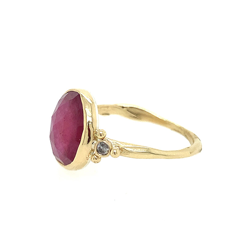 14k Magenta Sapphire Ring w/ Diamonds