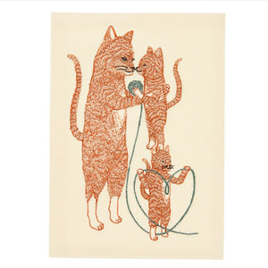 Mama Cat + Kittens Embroidered Card