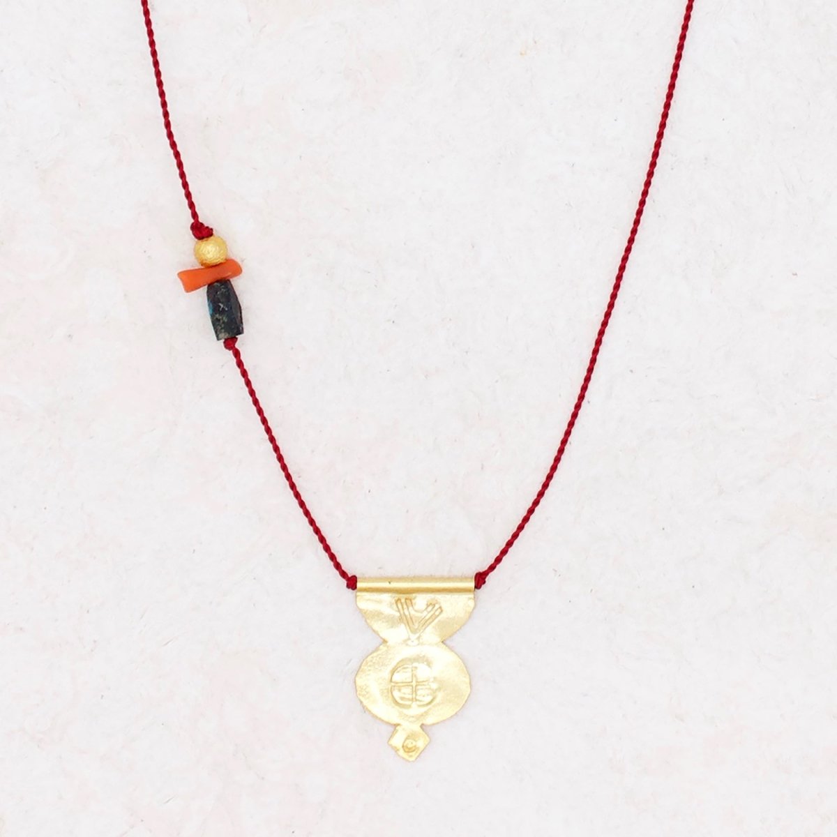 Mineret Talisman with Turquoise on Red Nylon