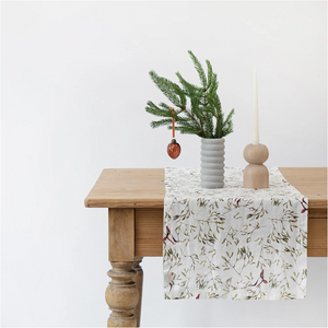 Linen Table Runner - Mistletoe