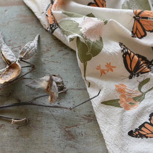 Monarchs + Milkweeds Tea Towel