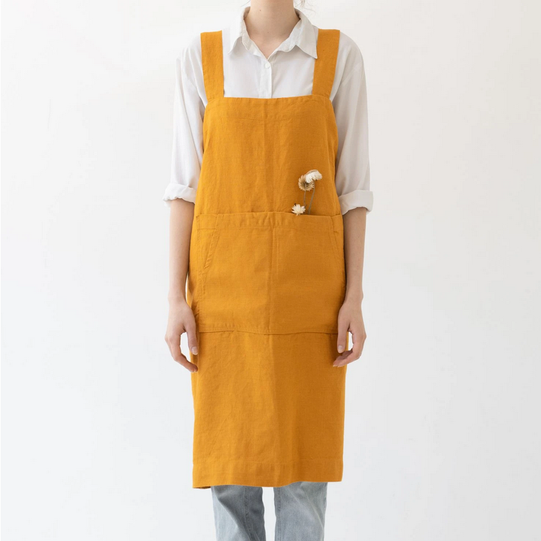 Linen Tales Pinafore Apron - Mustard