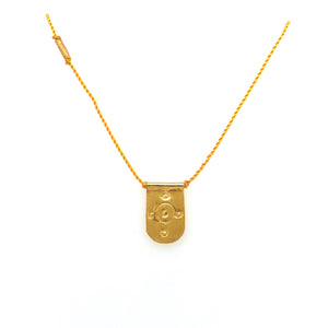 Small Tab Talisman Necklace on Mustard Nylon