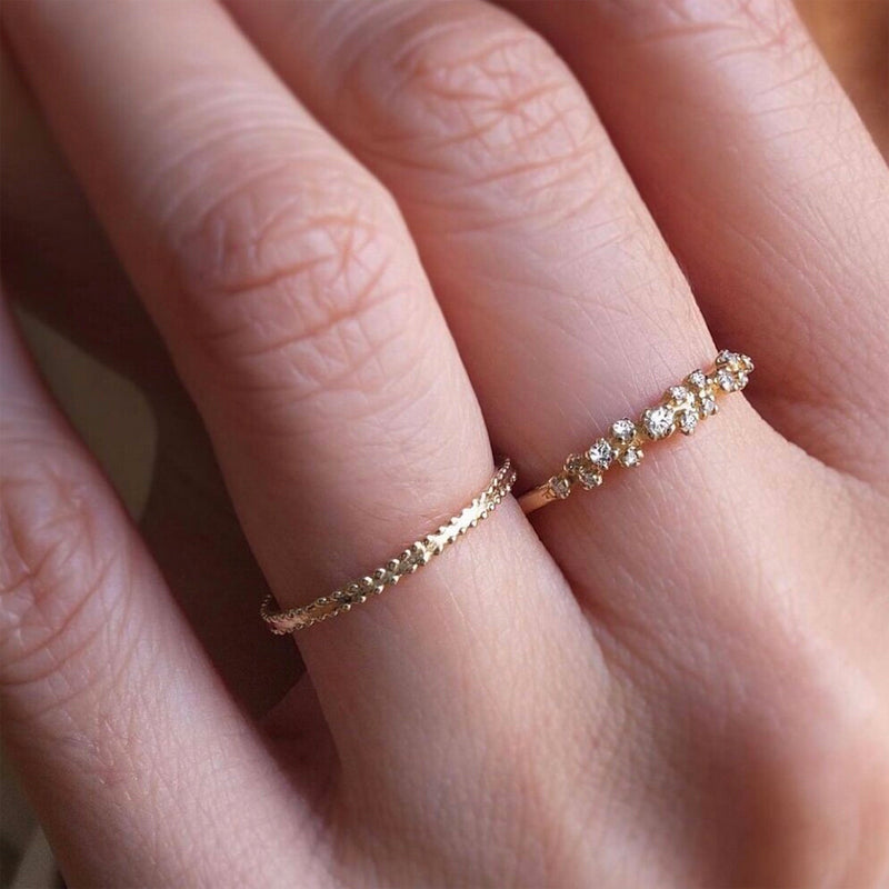 14K Double Dots Small Concave Band