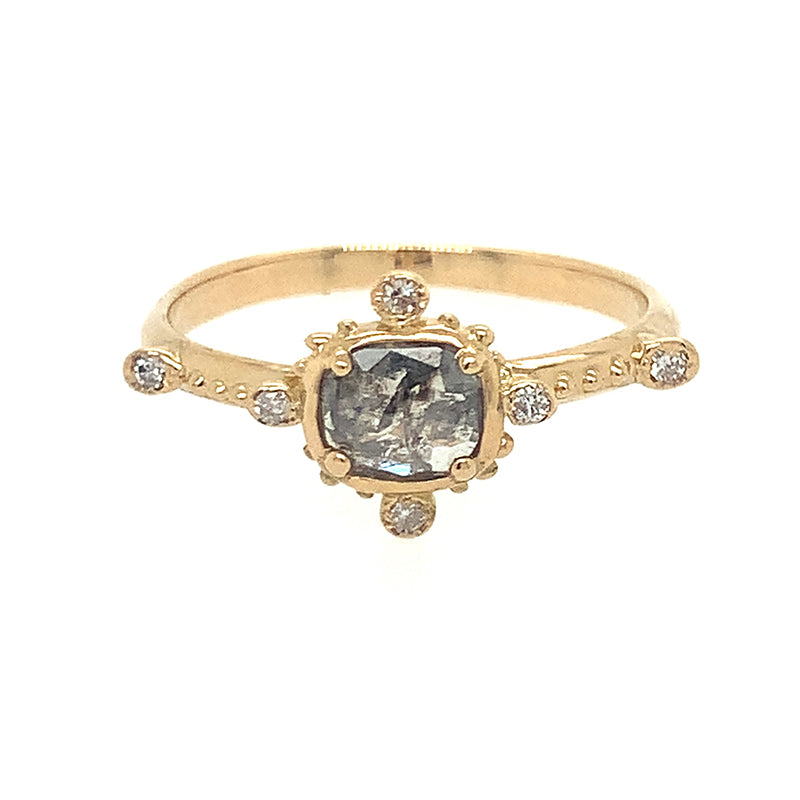 18k Salt + Pepper Nebula Diamond Ring