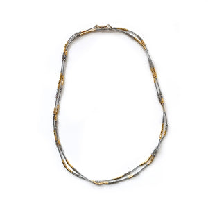 33" Seed Bead Necklace - Labradorite + Vermeil