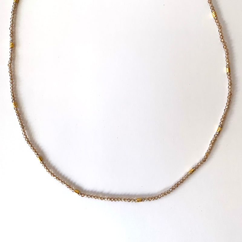 16.5" Seed Bead Necklace - Taupe Zircon