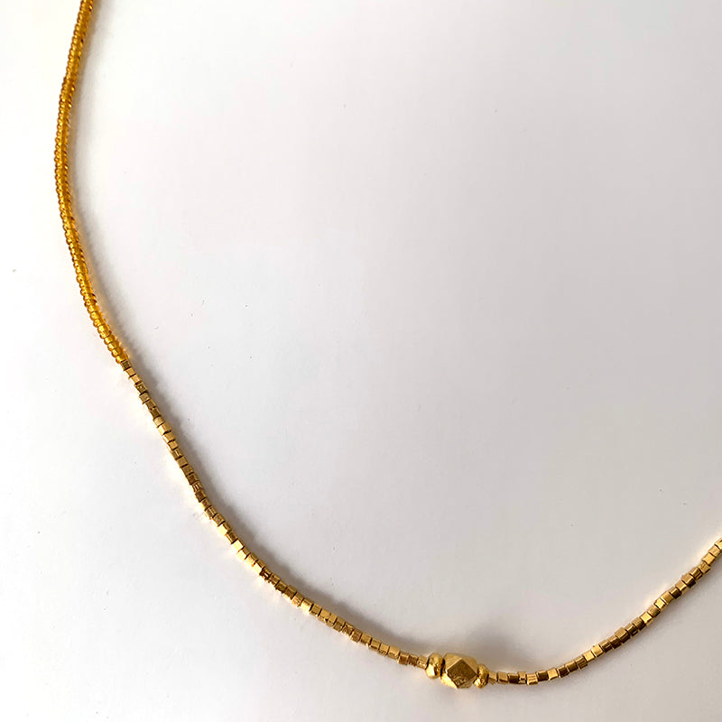 16.5" Seed Bead Necklace - Mustard + Vermeil