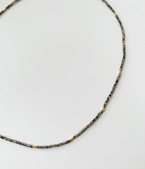 16.5" Seed Bead Necklace - Black Zircon