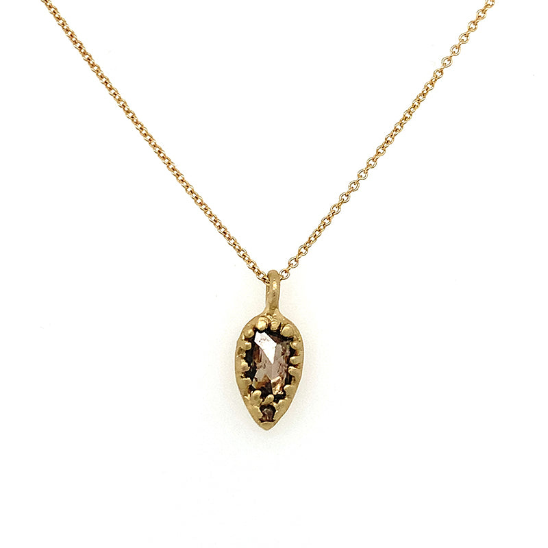 Cognac Diamond Heart Necklace