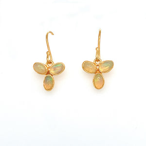 Fire Opal Flower Drop Earrings