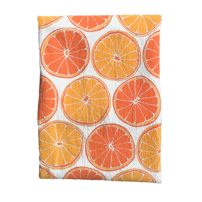 Oranges Tea Towel - Unbleached Cotton - Made in USA