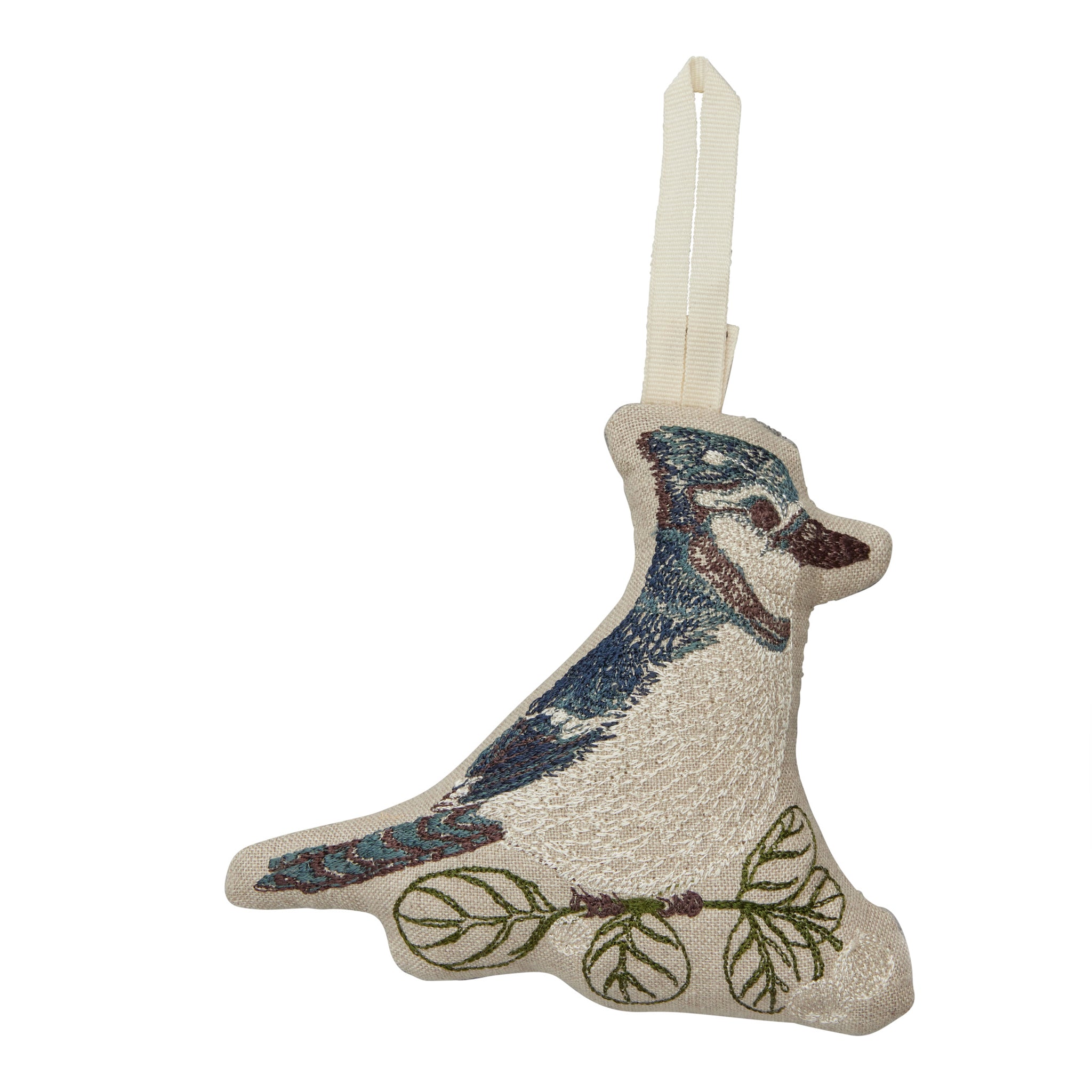 Embroidered Blue Jay Ornament