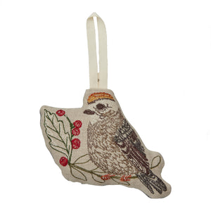 Embroidered Kinglet Ornament