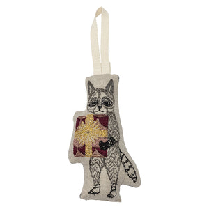 Raccoon + Present Ornament
