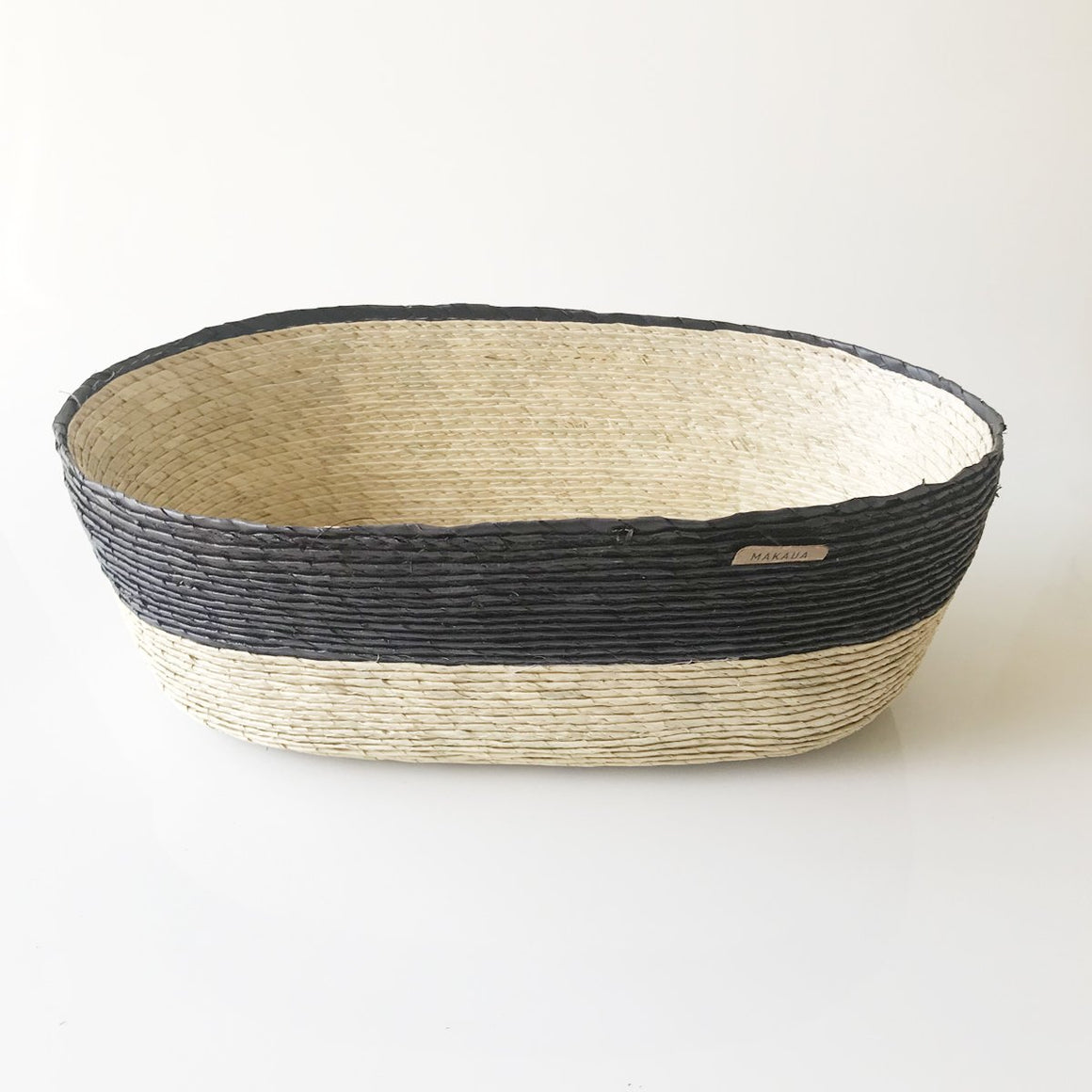 Small Oval Palm Basket - Black Stripe