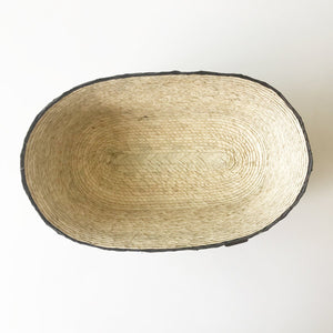 Small Oval Palm Basket - Black Stripe