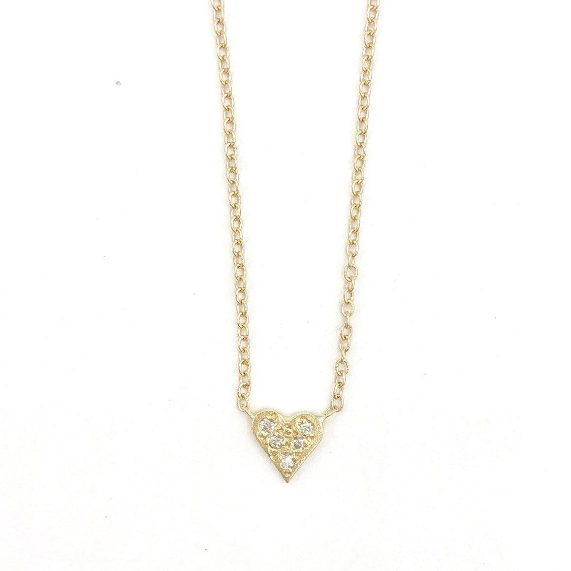 14k Tiny Pave Heart Necklace