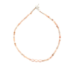 Peach Moonstone + Pearl Bracelet