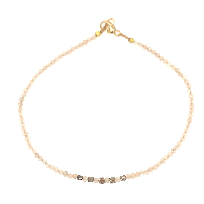 Peach Moonstone + Cognac Diamond Bracelet