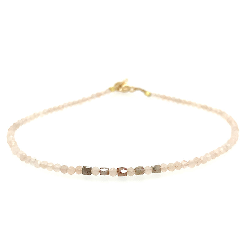 Peach Moonstone + Cognac Diamond Bracelet