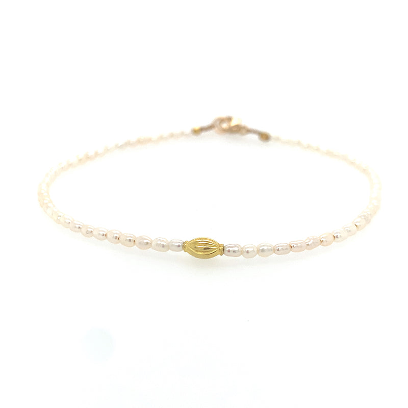 Pearl + 18K Bead Bracelet