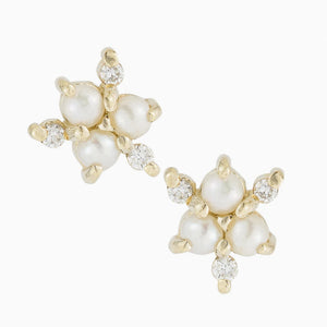 Pearl Diamond Snowflake Studs
