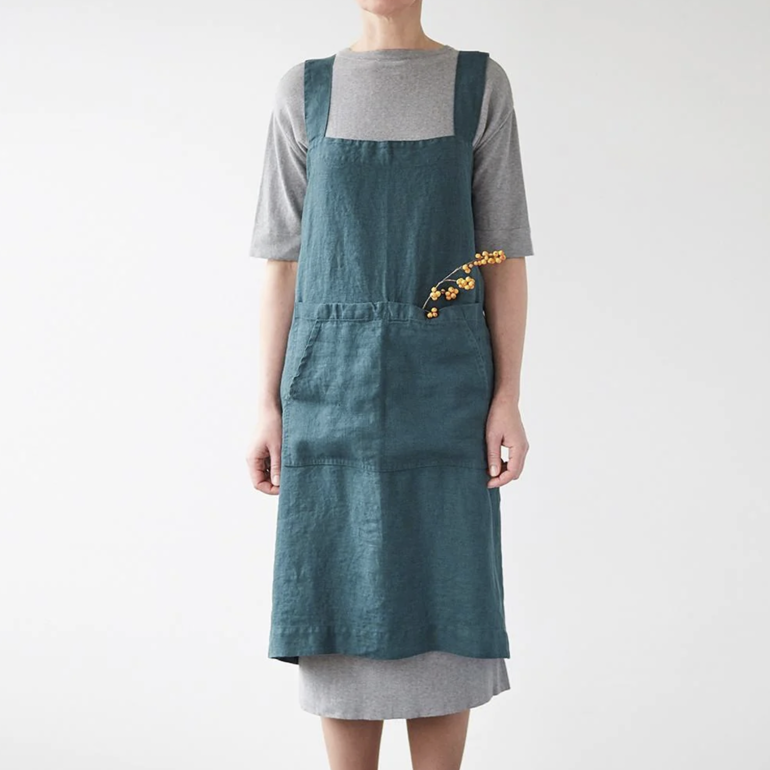 Linen Tales Pinafore Apron - Deep Water