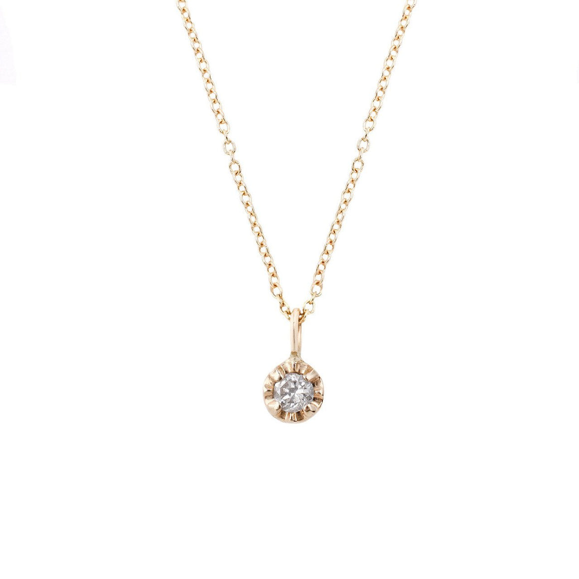 14K White Diamond Prong Necklace - KESTREL
