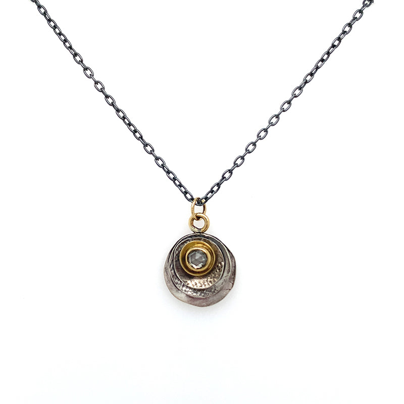 Ox. Puddle Necklace w/ Salt + Pepper Diamond