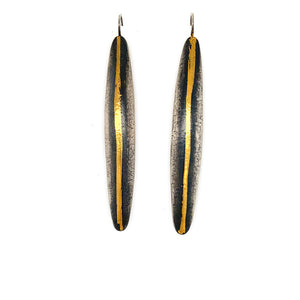 Long Ox. Blade Earrings - Gold Stripe