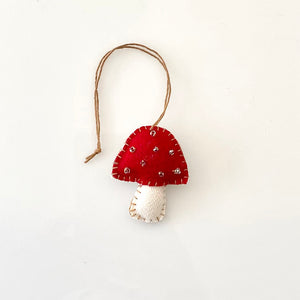 Embroidered Felt Ornament - RED Mushroom
