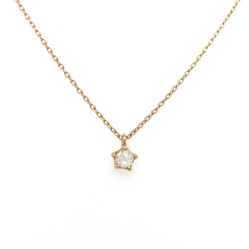 14k Clear Rose Cut Diamond Necklace