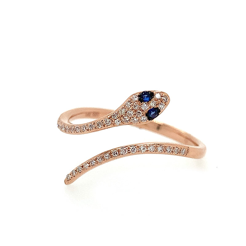 Pave Snake Ring with Sapphire Eyes