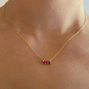 14k Ruby 3 Stone Necklace