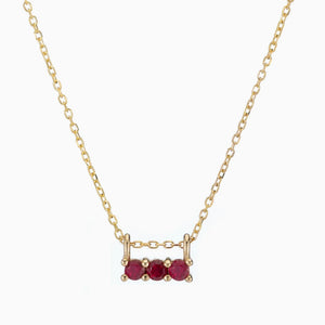 14k Ruby 3 Stone Necklace