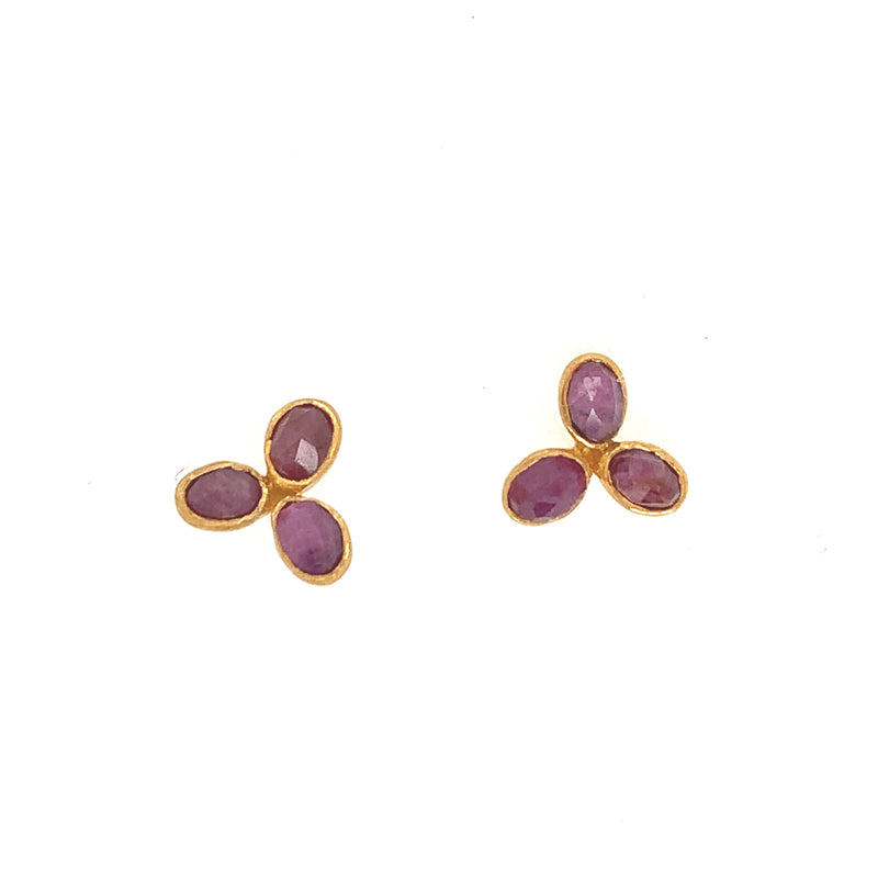 Ruby Flower Studs