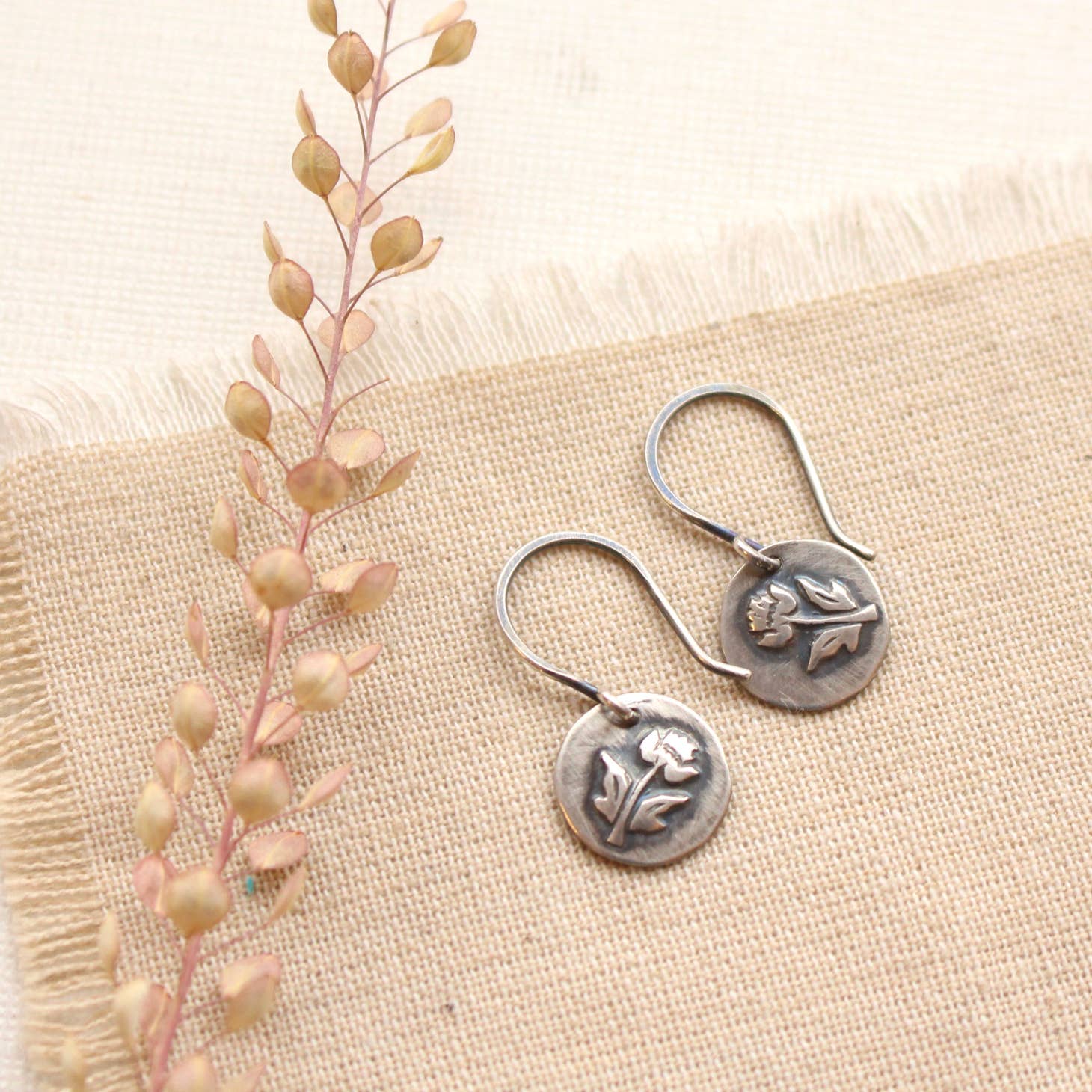 Rustic Rose Earrings - Silver