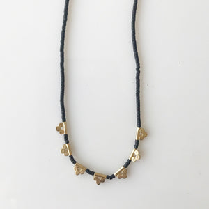 Brass Lucky Loop - 3 Dot necklace - Black - KESTREL