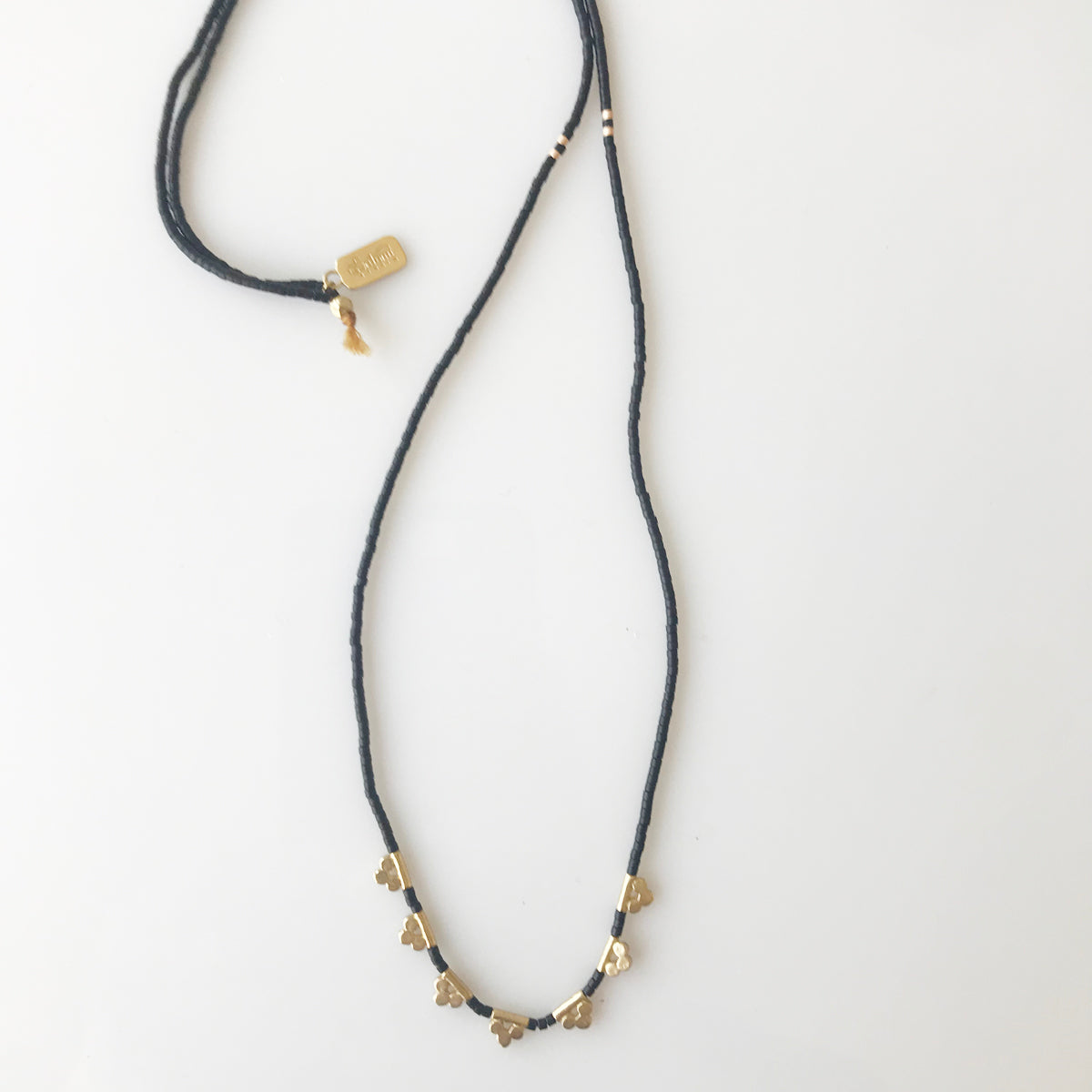 Brass Lucky Loop - 3 Dot necklace - Black - KESTREL