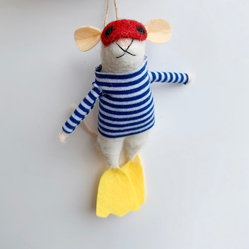 Felt Snorkeling Mouse Ornament