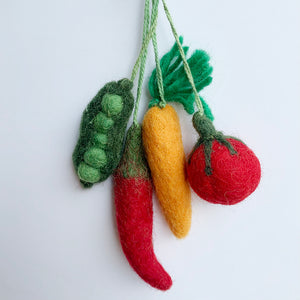 Felt Vegetable Ornament - Set of 4