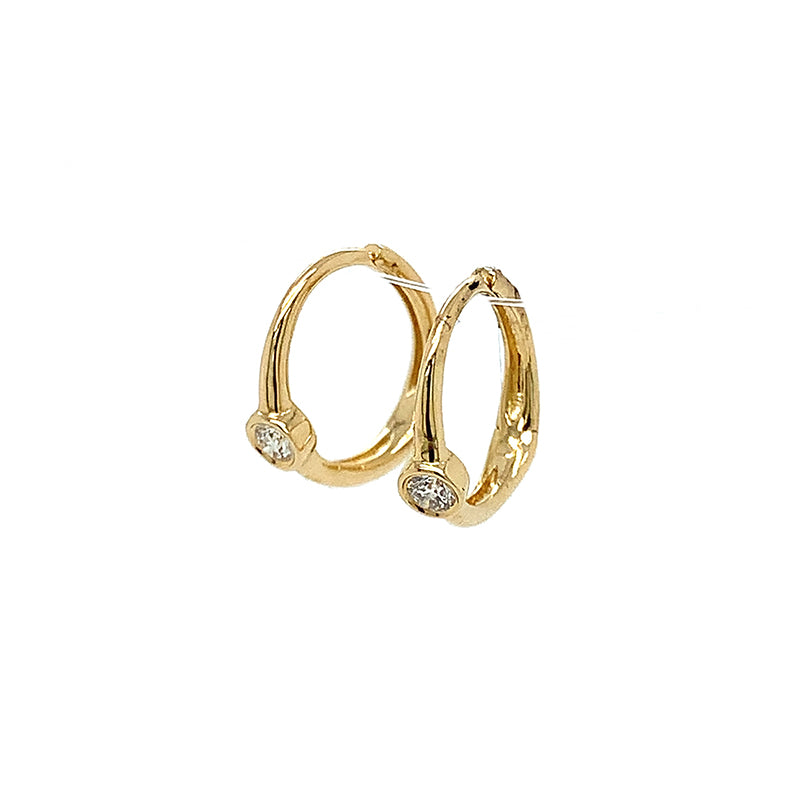 14k Huggies - YG Single Diamond**