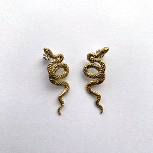 Brass Serpent Post Earrings