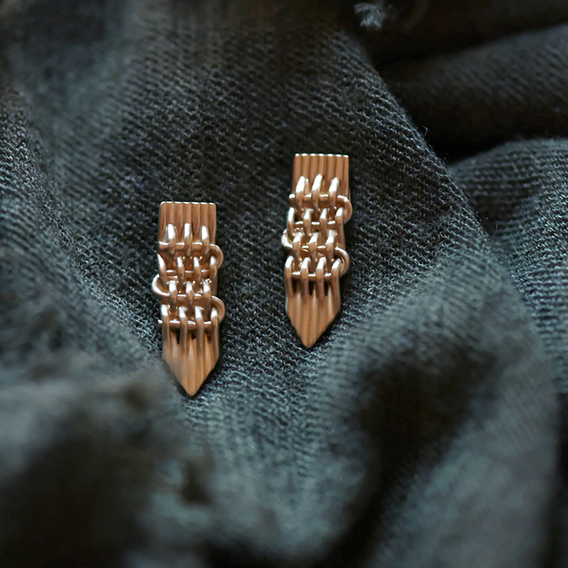 Small Basket Weave Fringe Earrings