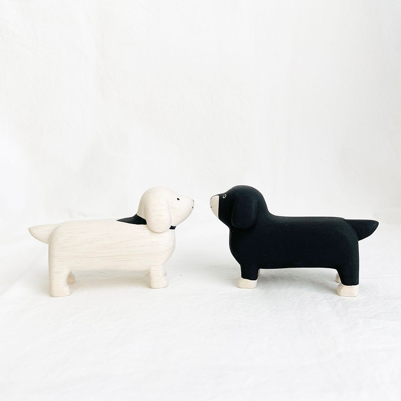 Tiny Wooden Dachshund Weenie Dog - Black