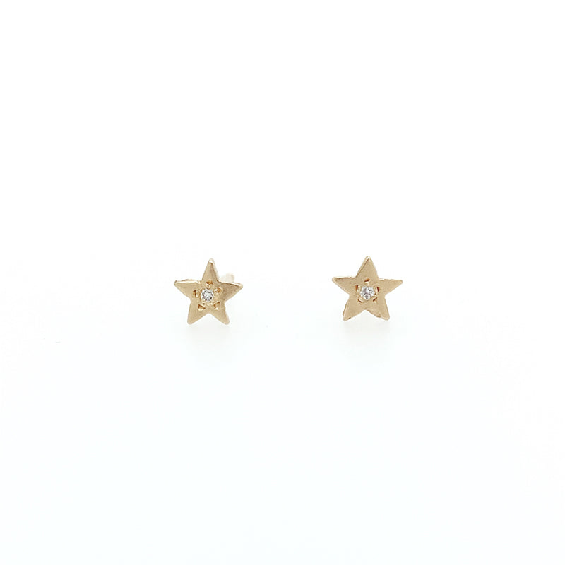 14k Star Studs w/Diamond