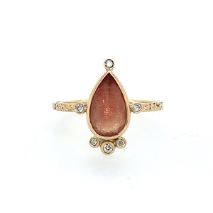 Pear Sunstone Crown Ring
