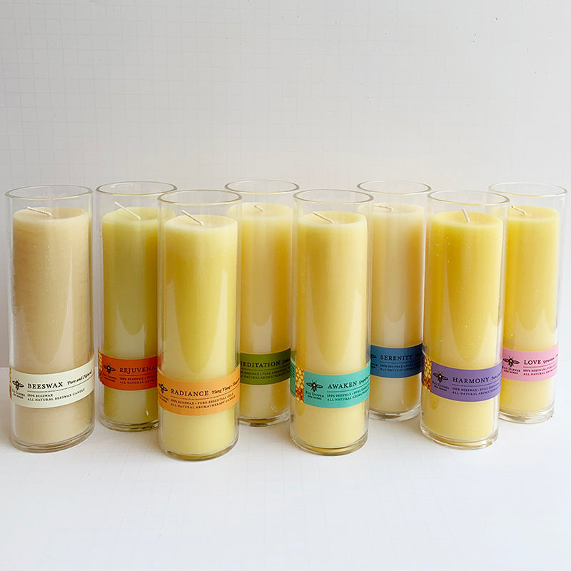 Tall Beeswax Glass Candle